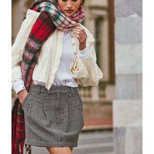FREE PEOPLE Pop Preppy Mini Skirt Gray size 10 NWT Herringbone Twill